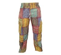 Little Kathamandu Cotton Patchwork Summer Casual Elastic Drawstring Trousers, Multicoloured, S