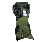 Little Kathmandu Women's Cotton Light Asymmetrical Hem Hippie Boho Summer Hooded Side Dress Green Size 14