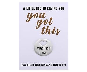 Little Keepsake Pocket Hug Token & Greeting Card for Friends Family, Positivity Cheer Pick Me Up Mental Health Gift, Think of You Missing You Gift, M, Metal, not known