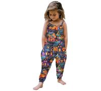 Little Kid Halloween Outfit 3 Month Girl Outfit Toddler Baby Girl Halloween Prints Jumpsuit Sleeveless Romper Outfits Pants Clothes 18 Months Christmas Clothes (Purple, 3-4 Years)