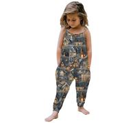 Little Kid Halloween Outfit 9 Month Baby Girl Clothes Toddler Baby Girl Halloween Prints Jumpsuit Sleeveless Romper Outfits Pants Clothes One Outfit (Grey, 7-8 Years)
