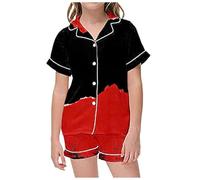 Little Kid Halloween Outfit Baby Outfit Set 2 Piece Sets Pajamas for Kids Children Graphic Print Short Sleeve Button Shirt Shorts Pajama Set Gift for A Baby Girl (Dark Gray, 4-5 Years)