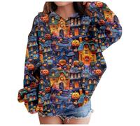 Little Kid Halloween Outfit Camp Hoodie Girls Children Fashion Casual Printed Pocket Long Sleeve Hoodie Sports Faze (Dark Blue, 3-4 Years)