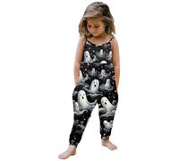 Little Kid Halloween Outfit Deer Romper Baby Girl Toddler Baby Girl Halloween Prints Jumpsuit Sleeveless Romper Outfits Pants Clothes 3 Month (Black, 3-4 Years)