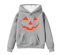 Little Kid Halloween Outfit Girls Hoodie Pullover Pumpkin Face - Jack O' Toddler/Youth Fleece Hoodie Baby Boy Clothes Sweatshirt (Grey, 6-7 Years)