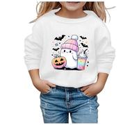 Little Kid Halloween Outfit Hoodie for Boys Boys and Girls Pullover Casual Loose Children Round Neck Long Sleeve Hoodie Fuzzy Hoodies for Girls (White, 7-8 Years)