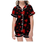 Little Kid Halloween Outfit Rainbow Baby Girl Clothes 2 Piece Sets Pajamas for Kids Children Graphic Print Short Sleeve Button Shirt Shorts Pajama Set Baby Receiving Blankets with(Black, 6-7 Years)