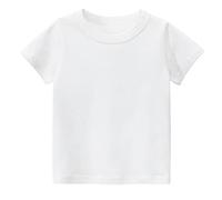 Little Kids Plain Basic T-shirt Toddler Baby Girls Boys Casual Tops Solid Color Short Sleeve Summer Spring Tee Shirt (White,3-4T)