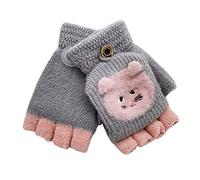 Little Kids Winter Warm Gloves,Colorful(TM) Children Kids Boy Girl Winter Cute Cartoon Bear Keep Warm Flip Top Fingerless Mittens Gloves for 1-3 Years Old (Gray)