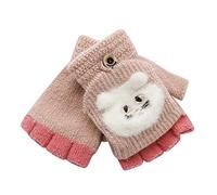 Little Kids Winter Warm Gloves,Colorful(TM) Children Kids Boy Girl Winter Cute Cartoon Bear Keep Warm Flip Top Fingerless Mittens Gloves for 1-3 Years Old (Pink)