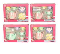 Little Kitchen Party Time Tea Set, Kids Pretend Play Set with Teapot, Cups and Accessories, Ages 4-7, Pink and Pastel Colours