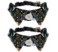 Little Kittens Walk Among Flowers and Butterflies Dog Collar Bowtie, Comfortable Adjustable Dog Bow Tie Collar for Small Boys and Girls Pets