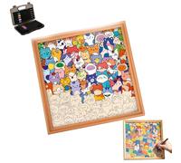 Little Kitties - Wooden Coloring Puzzle, 3in1 Multi-Functional DIY Wooden Coloring Puzzles, Creative Paintable 3D Cats Puzzle Photo Frame for Decoration (24)