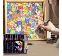 Little Kitties - Wooden Coloring Puzzle, DIY Paintable 3D Cat-Shaped Wooden Puzzle Frame, Creative Hand-Paint Art Jigsaw with Coloring Block Pieces, Gift for Cat Lovers (24 Colors)