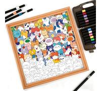 Little Kitties - Wooden Coloring Puzzle, DIY Wooden Cat Puzzle Frame, Creative Paintable 3D Cats puzzles Photo Frame, for Home Decoration and Pet Lovers (24 Colors Set)