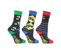 Little Knight Boys Tractor Collection Socks (Pack of 3) (8-12 Years) (Charcoal Grey/Red)