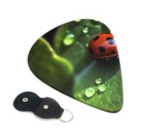Little Ladybug Guitar Picks 6 Pcs, 0.96mm Thickness Celluloid Plectrum with Leather Picks Holder, Personalized Guitar Pick for Bass Electric Acoustic Guitars Lovers Gift