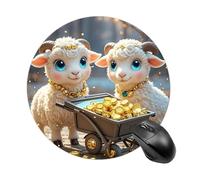 Little Lamb Brings Wealth Mouse Pad - Ultra Thin, 7.8 Inch Round Mousepad with Non-Slip Rubber Base, Waterproof Mouse Mat for Office, Gaming