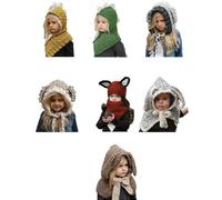 (Little lamb grey, One size) Toddler Winter Warm Hat Thicken Winter Beanie Hats with Cute Rabbit Hat Squirrel Dinosaur Style for 2-10 Years Old Hood Bunny cloak grey