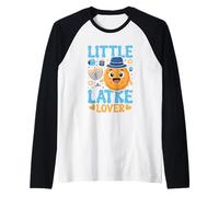Little Latke Lover Hanukkah Fun Design Raglan Baseball Tee