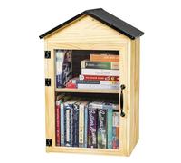 Little Library Box Outdoor, 2-Tier Little Library for Neighborhoods Community School, Weatherproof Solid Wood with Adjustable Shelf & Rust-Proof Hinges, Sharing books, Literature and Newspapers