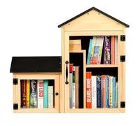 Little Library Box Outdoor, Double Little Library Design with Adjustable Shelf and Large & Small Compartments, Solid Wood with Waterproof Coating & Metal Trim, Sharing Books, Literature & Newspapers