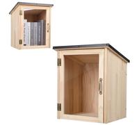 Little Library Outdoor Bookcase - Weatherproof Wooden Book Exchange Box with Visual Window, Large Capacity (Holds 15+ Books), Rain-Slope Roof for Backyard, Garden, Community & School Wooden Color