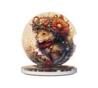 Little Lion King 2 Pcs Ceramic Coasters with Cork Back and Finger Slot, Car Cup Holder Coasters