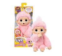 Little Live Pets Baby Monkey Minis - Luna Lemon. Interactive Pet Toy. 20+ Sounds & Reactions. Soft Pink Fur. 7.4" Tall. Feed, Nurture. React. Grippy Hands & Feet. Collect All 3