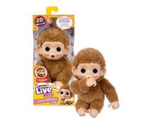 Little Live Pets Baby Monkey Minis - Pepi Peach. Interactive Pet Toy. 20+ Sounds & Reactions. Soft Brown Fur, 7.4" Tall. Super Realistic. Feed, Nurture, React. Grippy Hands & Feet. Collect All 3