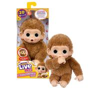 Little Live Pets Baby Monkey Minis - Pepi Peach. Interactive Pet Toy. 20+ Sounds & Reactions. Soft Brown Fur, 7.4" Tall. Super Realistic. Feed, Nurture, React. Grippy Hands & Feet. Collect All 3