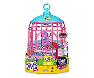Little Live Pets - Parlanchines Birds Cage, Interactive Pet with 20+ Sounds and Reactions, Repeat What You Say, with Storage Box, for Boys and Girls Ages 5, Famous (LPB15000)