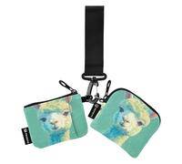 Little Llama Forests Green Women's Coin Wallet Card Holder Mini Fashion Card Wallet Money Organizer with Wristle Strap for Men Women 2 Pcs, Little Llama Personalized Green, One Size