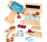Little Log Wooden Kids Tool Kit Set Wooden Toy Tool Box with Drill Kids Construction Toys Toddler Pretend Play Workbench Gifts for 3+ Year Old Boys Girls,Medium