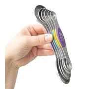 Little Lotus Magnetic Ingredient Measuring Spoons Set Stackable Baking Cooking Measuring Dry Liquid Stainless Steel Two Sided Dual Teaspoons Tablespoons Set of 6