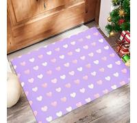 Little Love Heart Door Mats Indoor Doormat Washable For Pets Door Matts Duty Non-Slip Entrance Mat Super Absorbent Front Doormat, Modern Simplicity For Kitchen Bathroom Purple, 45 X 75 Cm