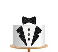 Little Man Cake Topper, Little Boss Cake Decor, Black Glitter Little Boss Bow Tie Dessert Cake Topper Set, Handmade Boys Baby Shower Cake Decoration, Welcome Baby Party Supplies