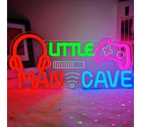 Little Man Cave Neon Sign Little Man Cave Sign Led Neon Lights Sign for Boys Teen Room Decor Decoration Light Up Sign for Bedroom Gamer Room Wall Decor Kid Playroom Nursery Decor