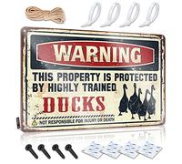 Little Man Cave Sign Warning This Property Is Protected By A Highly Trained Duck Sign Man Cave Signs And Decor Funny House Signs(30X40CM)