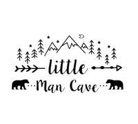 Little Man Cave Wall Decals Tribal Mountain Woodland Vinyl Stickers, Removable Art DIY Bear Decor Mural Wallpaper for Kids Room Bedroom Nursery Boys Room Decoration (Black)