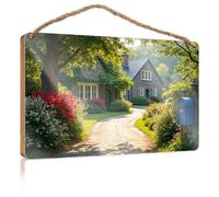 Little Man Cave Wood Signs Cobbled Path Leads to A Charming Stone Cottage Surrounded by Lush Greenery Wooded Sign Home Decor Ideas Kitchen Box Signs(20X30CM)