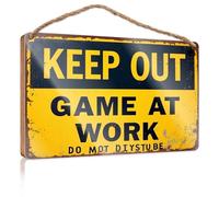 Little Man Cave Wood Signs Keep Out: Game At Work, Do Not Disturb Wooden Sign Wood Kitchen Decor Bathroom Funny Signs(20X30CM)