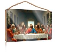 Little Man Cave Wood Signs The Last Supper: A Modern Interpretation Wooden Sign Wood Kitchen Decor Bathroom Funny Signs(15X28CM)