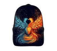Little Man Holding A Candle Lamp Laptop Backpack for Men & Women Travel Daypack with Pockets, Work Bag for Office 16 In, Fire and Water Phoenix, 40x28x16cm