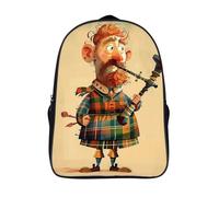 Little Man Holding A Candle Lamp Laptop Backpack for Men & Women Travel Daypack with Pockets, Work Bag for Office 16 In, Cartoon Scottish Bagpipe, 40x28x16cm, Daypack Backpacks