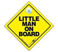 Little Man On Board Car Sign, Baby On Board Sign with Suction Cup, 14 cm
