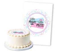 Little Man or Miss Gender Reveal, 1 Icing Sheet 8" Round Cake Topper