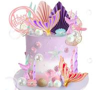 Little Mermaid Cake Topper Under the Sea Cake Decoration Seashell Cake Topper Mermaid Tail Cake Toppers Mermaid Party Supplies Sea Star Cake Toppers