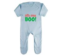 Little Miss Boo Halloween Statement Baby Romper Jumpsuit with feet, 0-3 Months, Pastel Blue