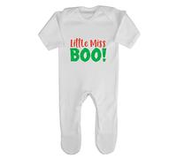 Little Miss Boo Halloween Statement Baby Romper Jumpsuit with feet, 6-12 Months, White